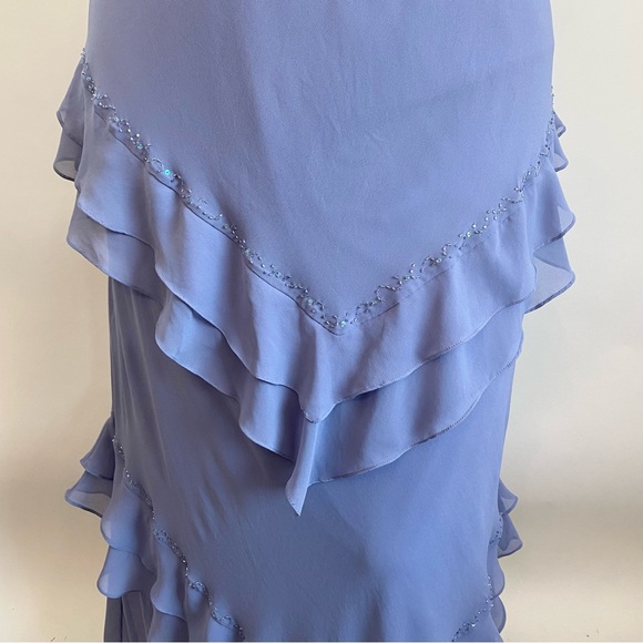 Alex Evenings periwinkle blue tiered chiffon dress 22 - Picture 5 of 8